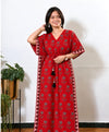 Red orchid cotton kaftan