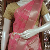 Rose tissue saree with brocade blouse