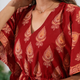 Rust maroon cotton kaftan