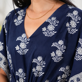Blue batik floral cotton kaftan