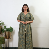 Green tie and dye cotton kaftan