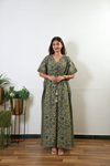 Green tie and dye cotton kaftan