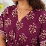 Purple flora cotton kaftan