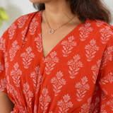 Tangerine floral  cotton kaftan