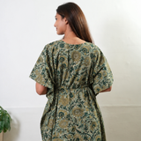 Green tie and dye cotton kaftan