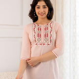 Peach cotton short kurti