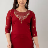 Deep maroon cotton short kurti