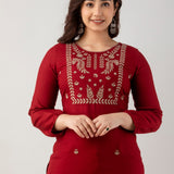 Rose wood cotton short kurti