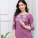 Lilac cotton short kurti